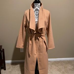 Long light brownish brand new trench coat with belt.